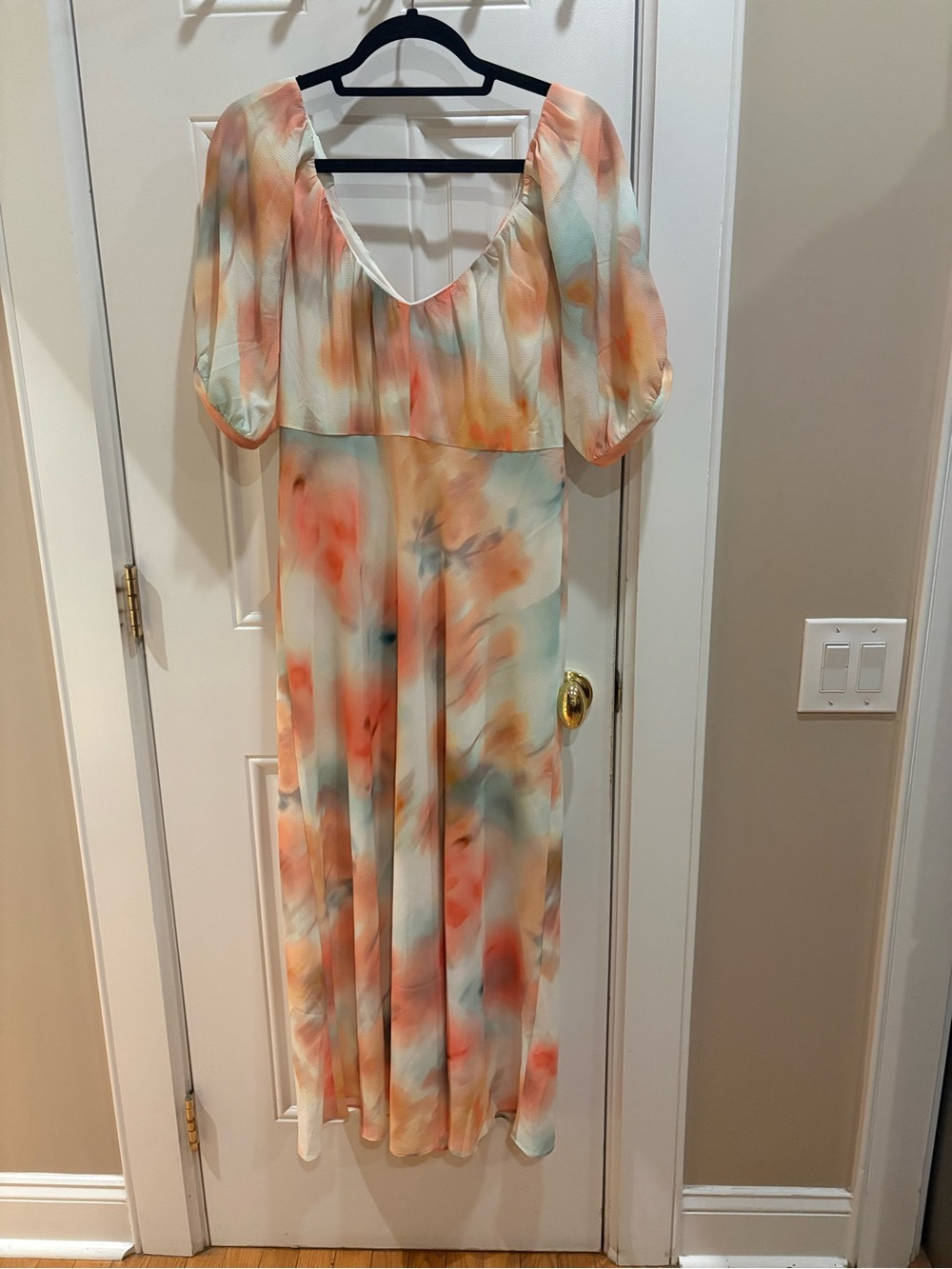 Banana Republic Peach and Mint Watercolor Maxi Dress